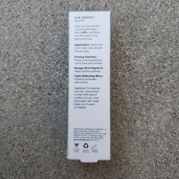 COSMEDIX Eye Genius Brilliant Eye Complex Brand New In Box Full Size $77 - Picture 6 of 6